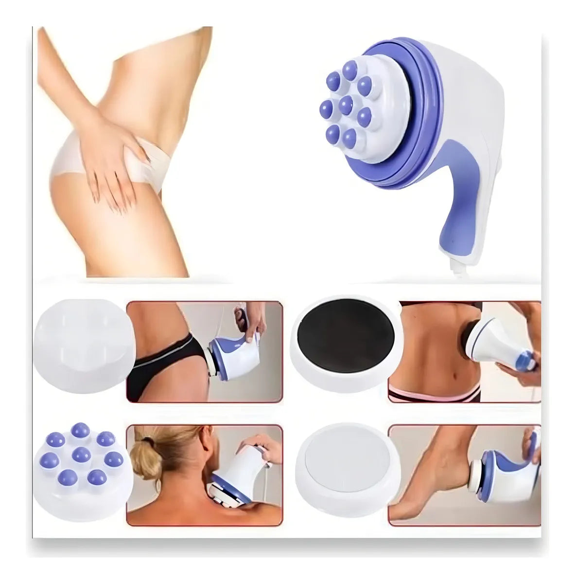 Masajeador Muscular Portatil con 4 Cabezales Intercambiables - ¡Relaja Tus Músculos y Alivia el Dolor!
