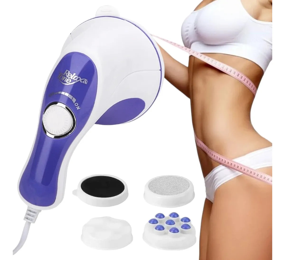 Masajeador Muscular Portatil con 4 Cabezales Intercambiables - ¡Relaja Tus Músculos y Alivia el Dolor!