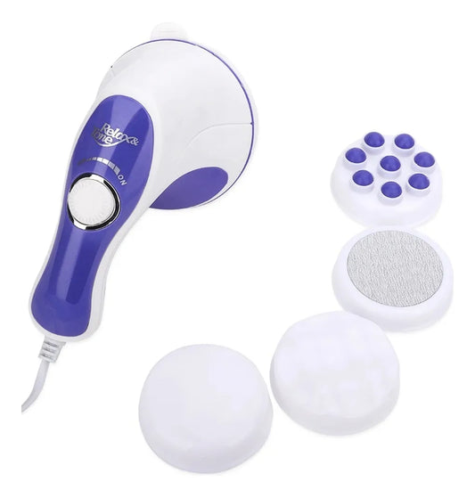 Masajeador Muscular Portatil con 4 Cabezales Intercambiables - ¡Relaja Tus Músculos y Alivia el Dolor!