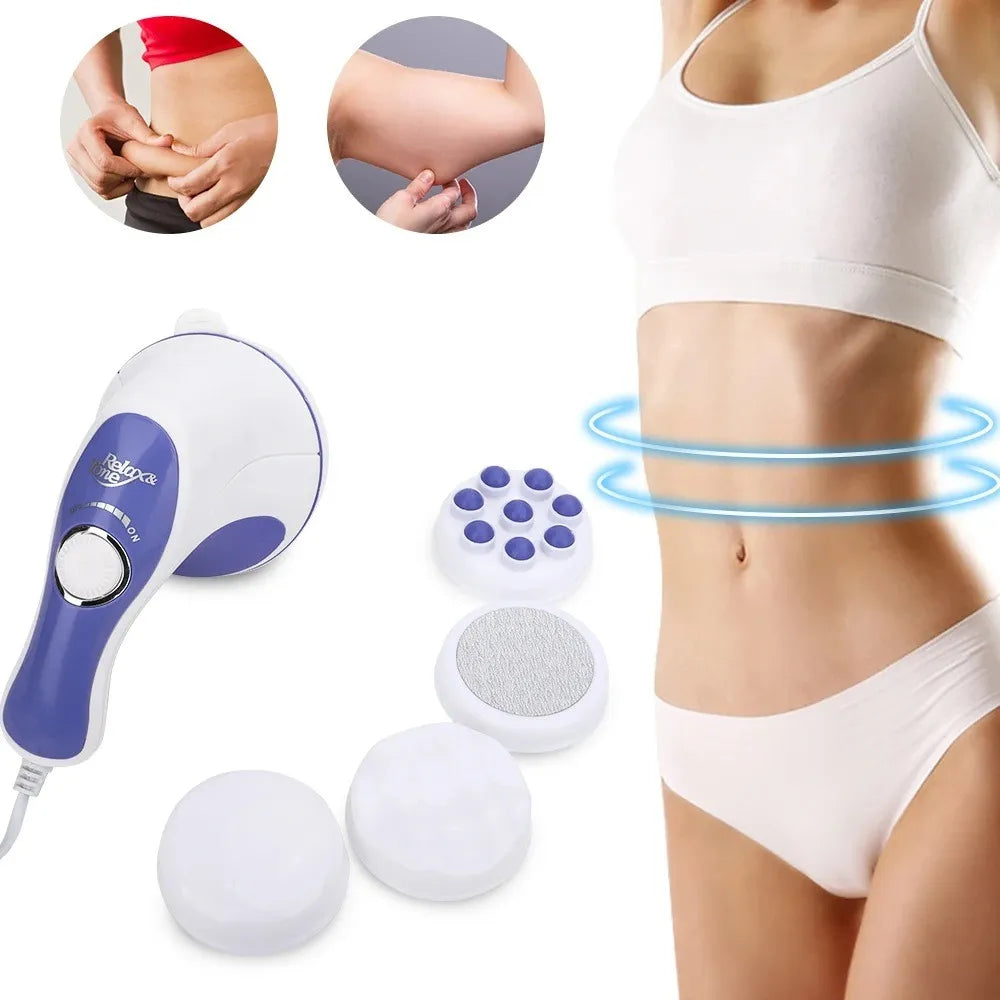 Masajeador Muscular Portatil con 4 Cabezales Intercambiables - ¡Relaja Tus Músculos y Alivia el Dolor!