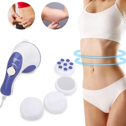 Masajeador Muscular Portatil con 4 Cabezales Intercambiables - ¡Relaja Tus Músculos y Alivia el Dolor!