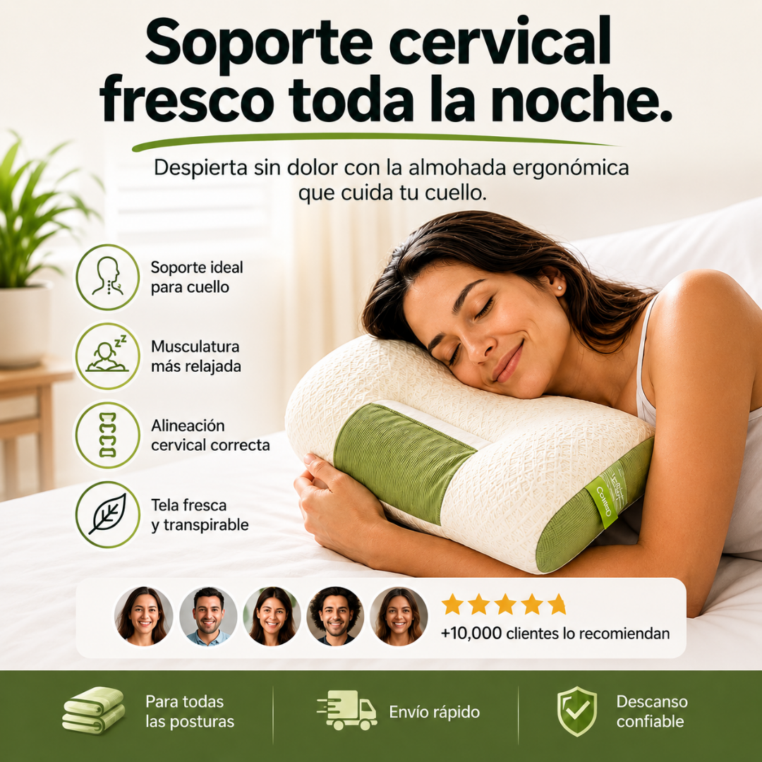 2X1 Almohada Ortopedica Ergonomica Comfort™ | Duerme Mejor y Olvídate de Despertar con Dolor de Cuello