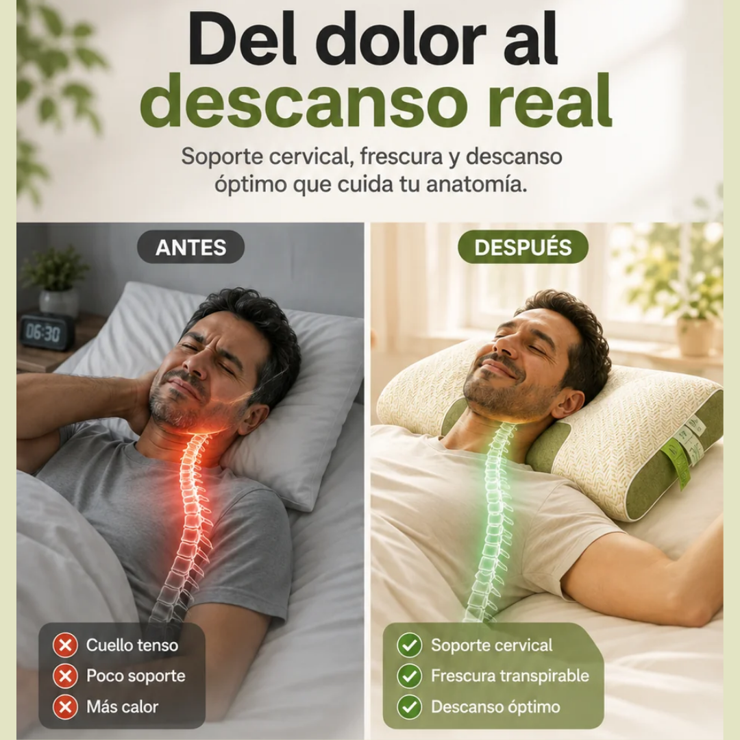 2X1 Almohada Ortopedica Ergonomica Comfort™ | Duerme Mejor y Olvídate de Despertar con Dolor de Cuello