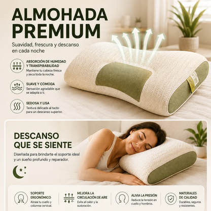 2X1 Almohada Ortopedica Ergonomica Comfort™ | Duerme Mejor y Olvídate de Despertar con Dolor de Cuello