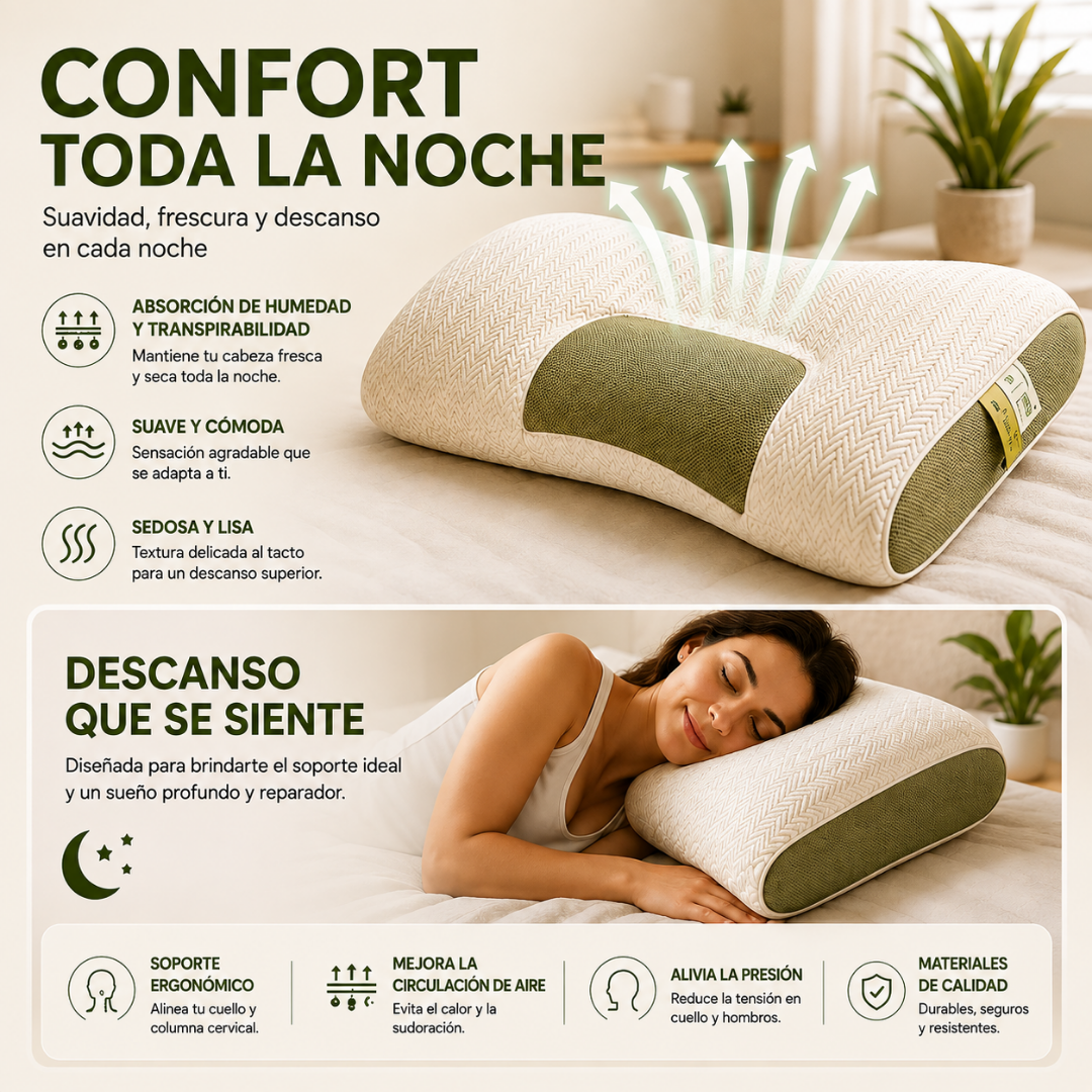 2X1 Almohada Ortopedica Ergonomica Comfort™ | Duerme Mejor y Olvídate de Despertar con Dolor de Cuello