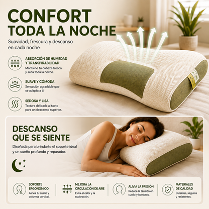 2X1 Almohada Ortopedica Ergonomica Comfort™ | Duerme Mejor y Olvídate de Despertar con Dolor de Cuello