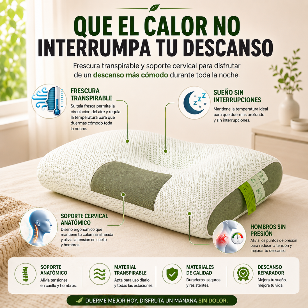2X1 Almohada Ortopedica Ergonomica Comfort™ | Duerme Mejor y Olvídate de Despertar con Dolor de Cuello