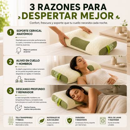 2X1 Almohada Ortopedica Ergonomica Comfort™ | Duerme Mejor y Olvídate de Despertar con Dolor de Cuello