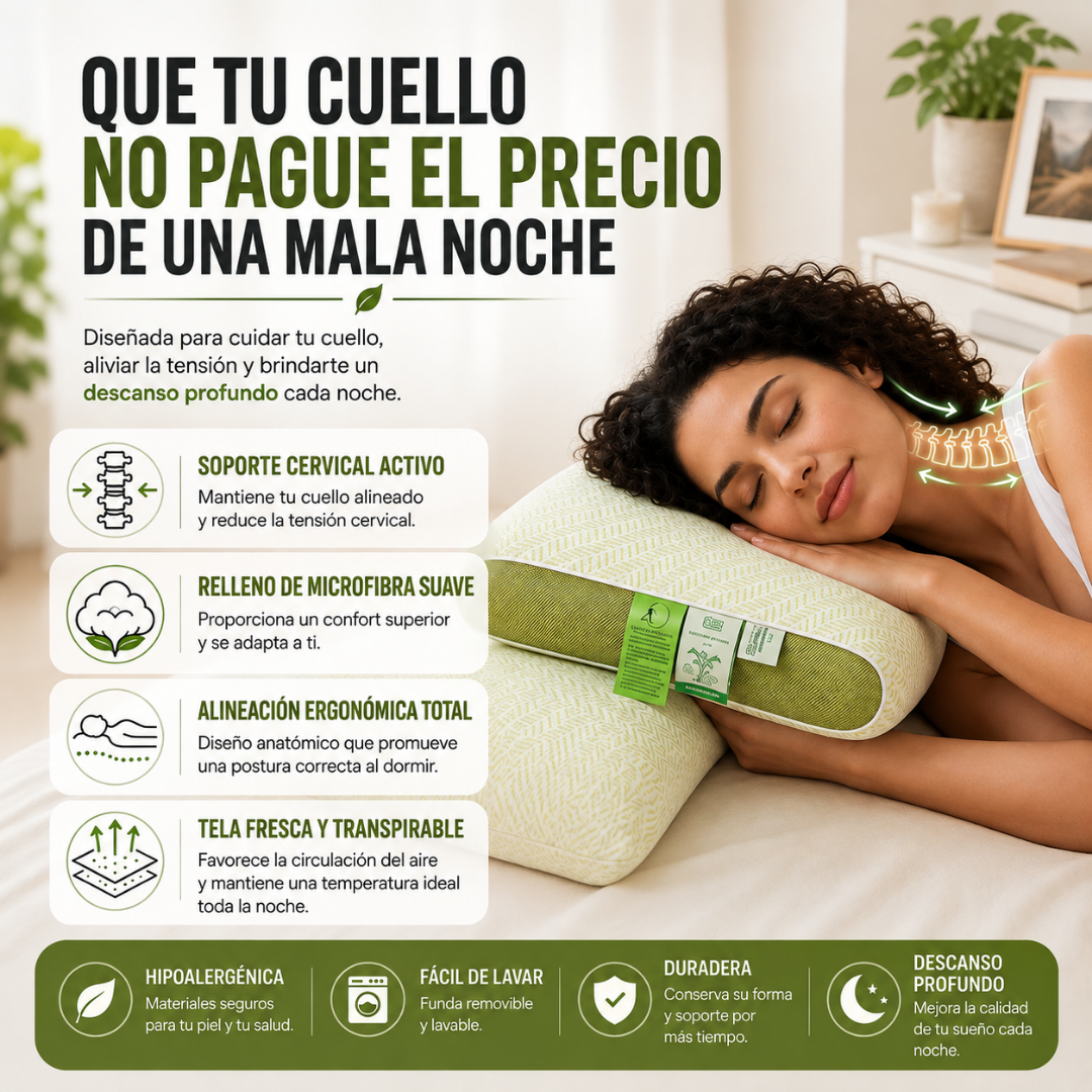 2X1 Almohada Ortopedica Ergonomica Comfort™ | Duerme Mejor y Olvídate de Despertar con Dolor de Cuello