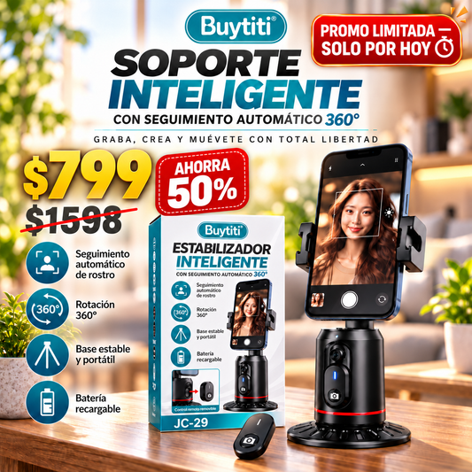 Soporte Inteligente para Celular con Seguimiento Automático 360° | Grábate como un Camarógrafo Profesional, sin Ayuda de Nadie